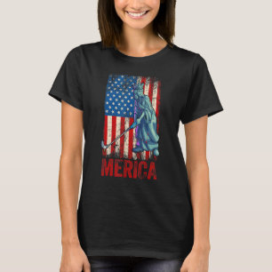 Golf Statue Of Liberty 4th Of July Boys Kids Ameri T-Shirt
