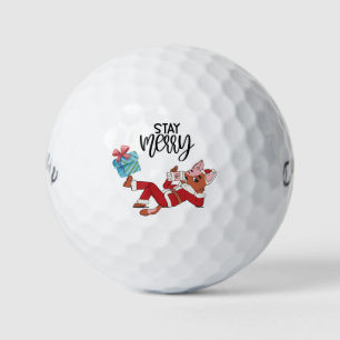 Golf Stay Merry with Santa Claus Christmas Holiday Balls