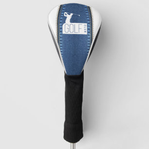 Golf stick cover with blue jeans cuts