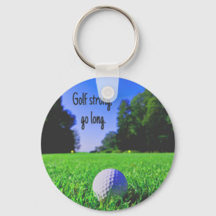 Golf strong go long grass golf ball keychain