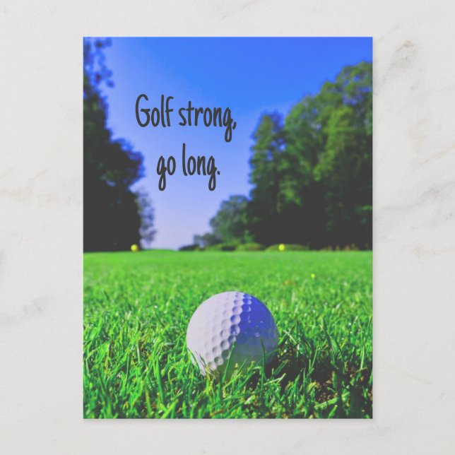 Golf strong go long grass golf ball postcard (Front)