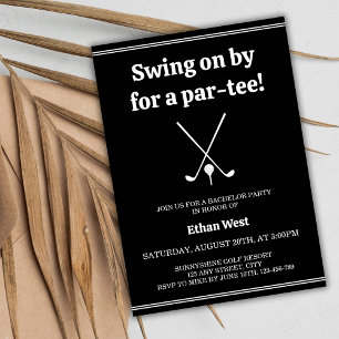 Golf Stylish Black & White Par-Tee Bachelor Party Invitation