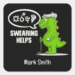 Golf swearing helps funny  square sticker