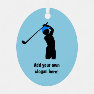 Golf Swing - golfer text to customize on any color Metal Ornament