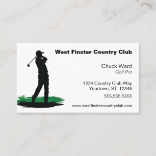 Golf Swing Silhouette Golf Pro Country Club Business Card