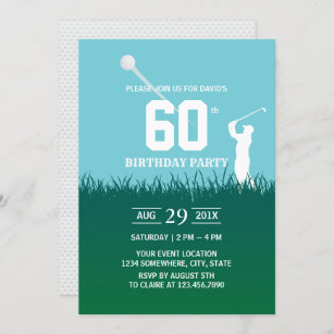 Golf Swinging 60th Birthday Party Invitation