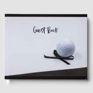 Golf sympathy condolences ball and black ribbon  guest book