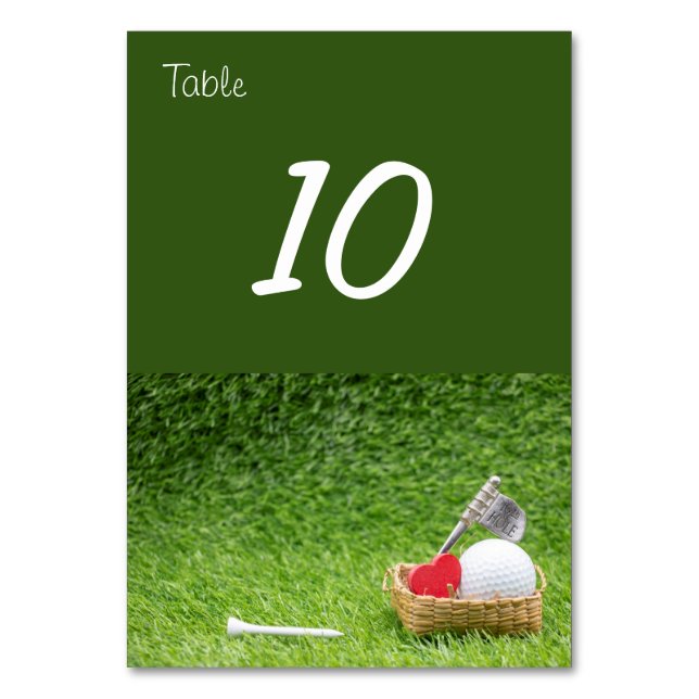 Golf table number with basket golf ball and love (Front)