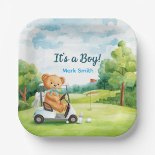 Golf Teddy Bear It’s a Boy Baby Shower Napkins Paper Plate