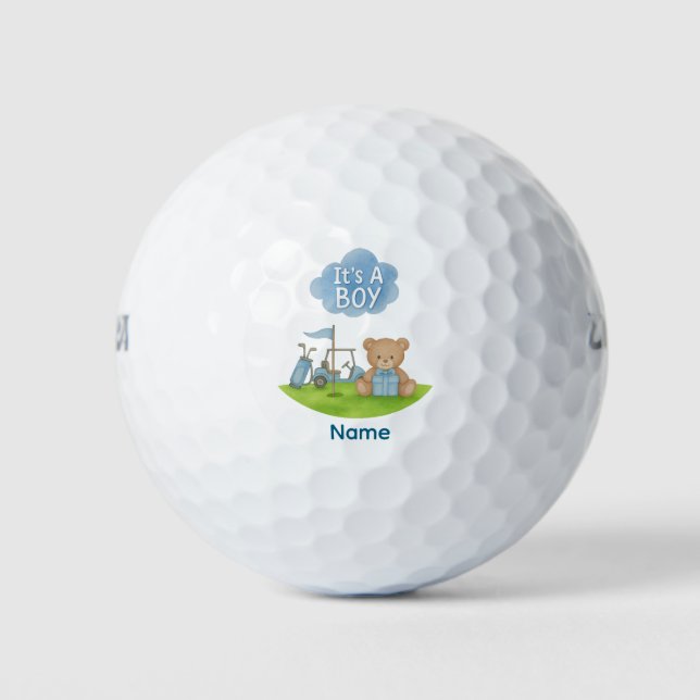 Golf Teddy Bear It's Boy for Baby Shower  Golf Balls (Front)