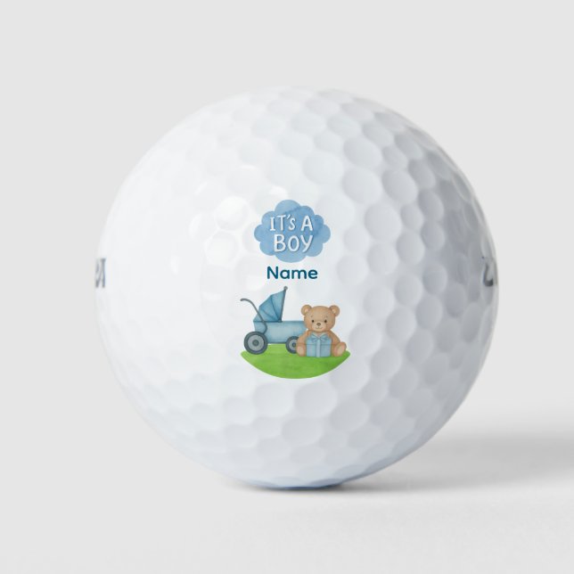 Golf Teddy Bear It's Boy for Baby Shower  Golf Balls (Front)