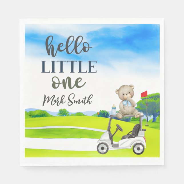 Golf Teddy Bear It's Boy for Baby Shower   Napkin (Front)