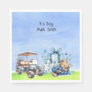 Golf Teddy Bear It's Boy for Baby Shower Napkin