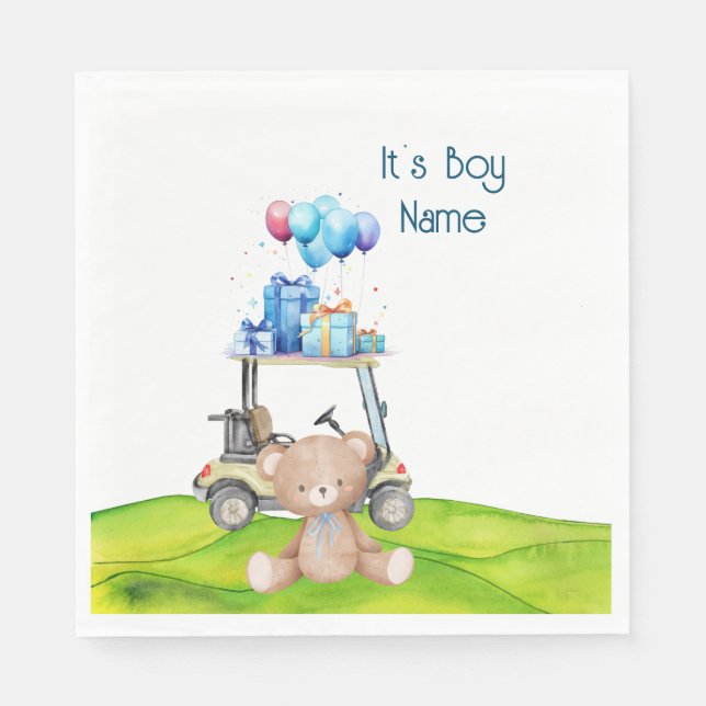 Golf Teddy Bear It's Boy for Baby Shower  Napkins (Front)