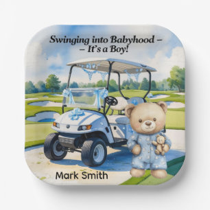 Golf Teddy Bear It's Boy for Baby Shower Napkins Paper Plate