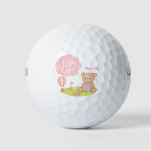 Golf Teddy Bear It's Girl for Baby Shower  Golf Balls
