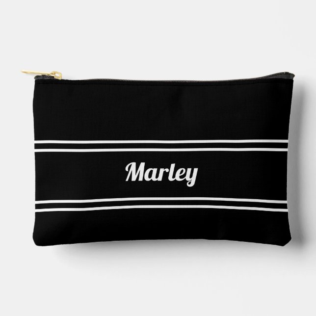 Golf Tee Golfer Black & White Modern Accessory  Pouch (Front)