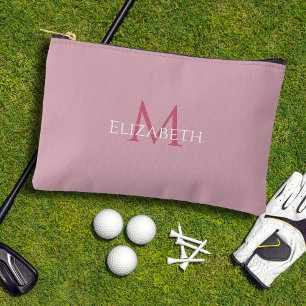 Golf Tee Golfer Pink Monogram Modern Accessory Pouch