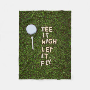 Golf tee it high let it fly on green grass fleece blanket
