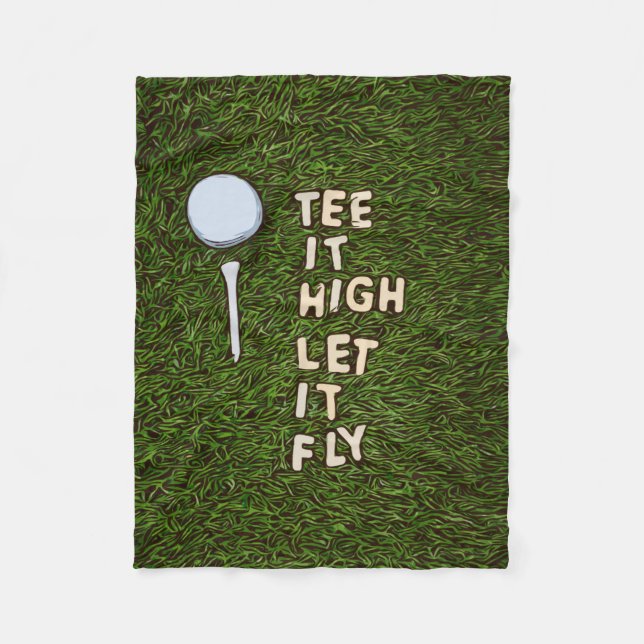Golf tee it high let it fly on green grass fleece blanket (Front)
