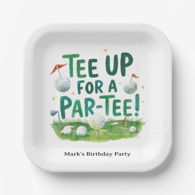 Golf tee up for Par Tee Golfer Party  Paper Plate (Front)