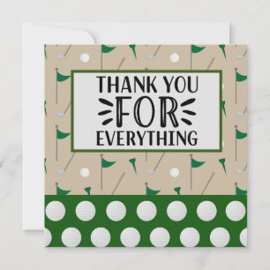 Golf  thank you card for golfer with ball and flag