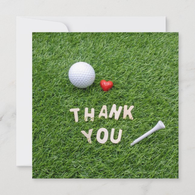 Golf Thank you card  love  on green grass Golfer (Front)