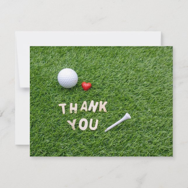 Golf Thank you card with golf ball and tee (Front)
