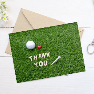 Golf Thank you card with golf ball and tee
