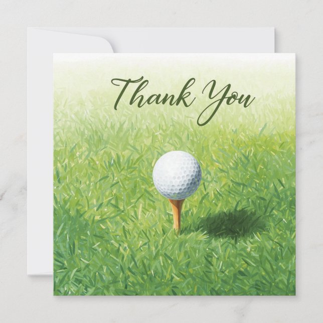 Golf Thank you card with golf ball for golfer  (Front)
