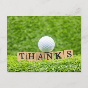 Golf Thank you card with golf ball on green
