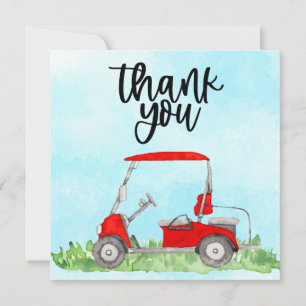 Golf Thank you card with golf cart watercolor