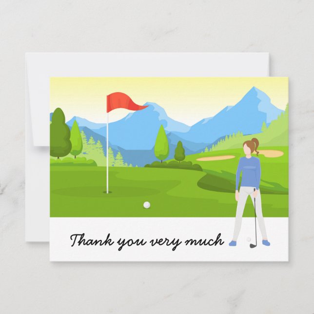 Golf Thank you card with golfer on green (Front)