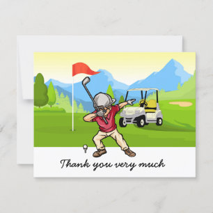 Golf Thank you card with golfer on green