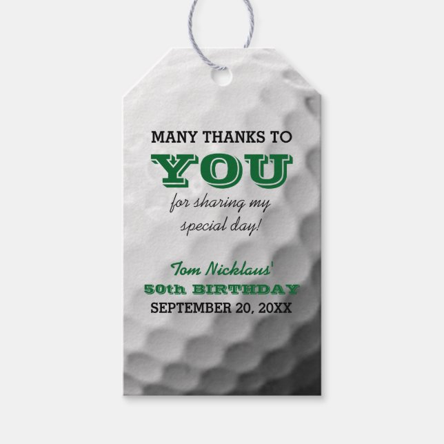 Golf Thank You Favour Tag (Front)