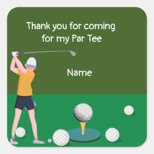 Golf thank you for coming to my par tee party square sticker