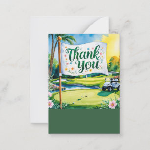 Golf Thank you golf ball on green Card