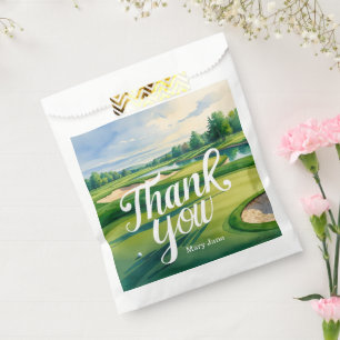 Golf Thank You on green grass Favour Bag