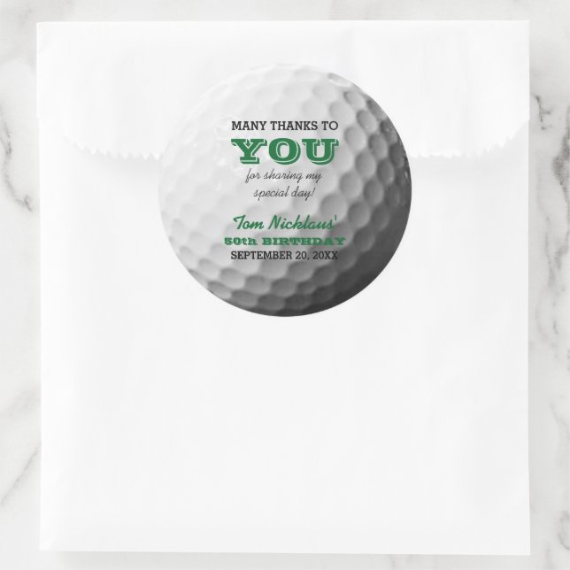 Golf Thank You Personalized Classic Round Sticker (Bag)