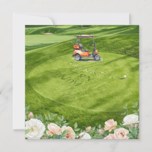Golf  thank you text  for golfer with Flowers  Card