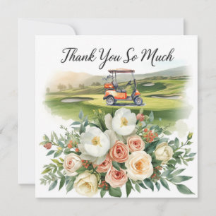 Golf  thank you text  for golfer with Flowers  Card