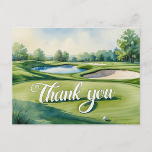 Golf Thank you text on putting green Postcard
