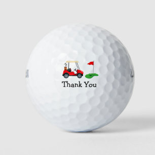 Golf Thank you to golfer with cart and flag Balls