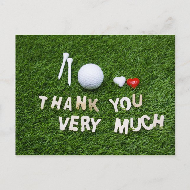 Golf thank you very much with golf ball and tee postcard (Front)