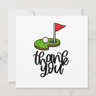 Golf Thank you with text and flag on green Card