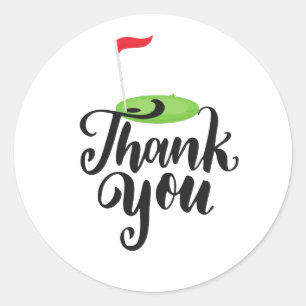Golf Thank you with text and flag on green Golf Classic Round Sticker