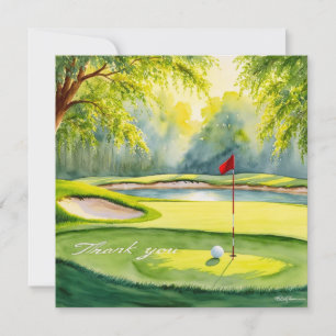 Golf thank you word on putting green  card