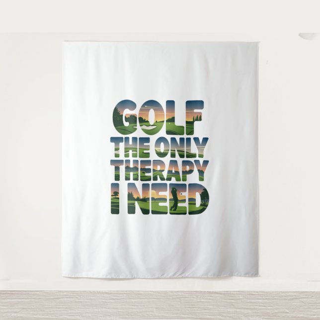 Golf the Only Therapy, Trendy Tapestry (Front)