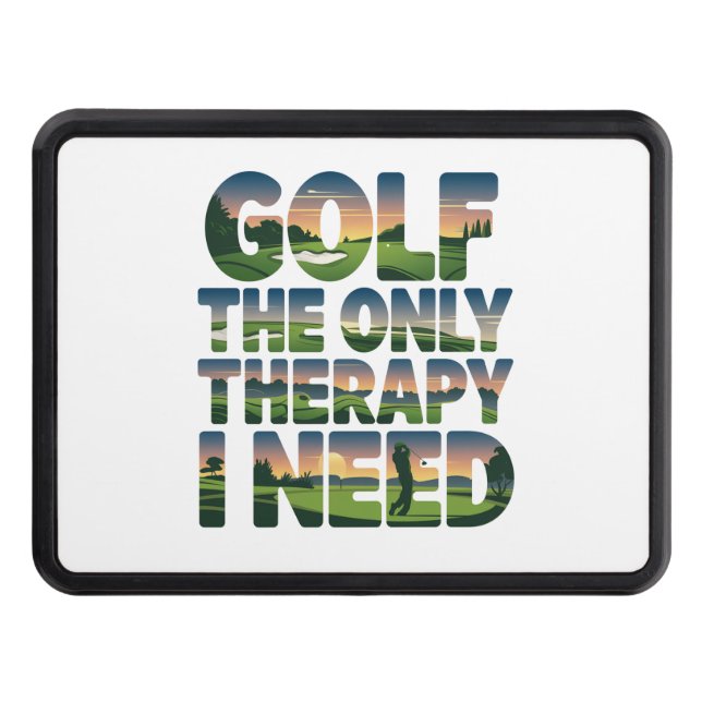 Golf the Only Therapy, Trendy Trailer Hitch Cover (Front)