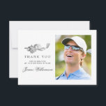 Golf Theme 18th Birthday Photo Thank You Card<br><div class="desc">A beautiful and elegant thank you card designed especially for a 18th birthday. It features a golf accessories graphic consisting of a golf club,  golf ball,  hat and golf.  Three lines allow for a customized thank you and the birthday celebrant's name. Space is also provided for a large photo.</div>